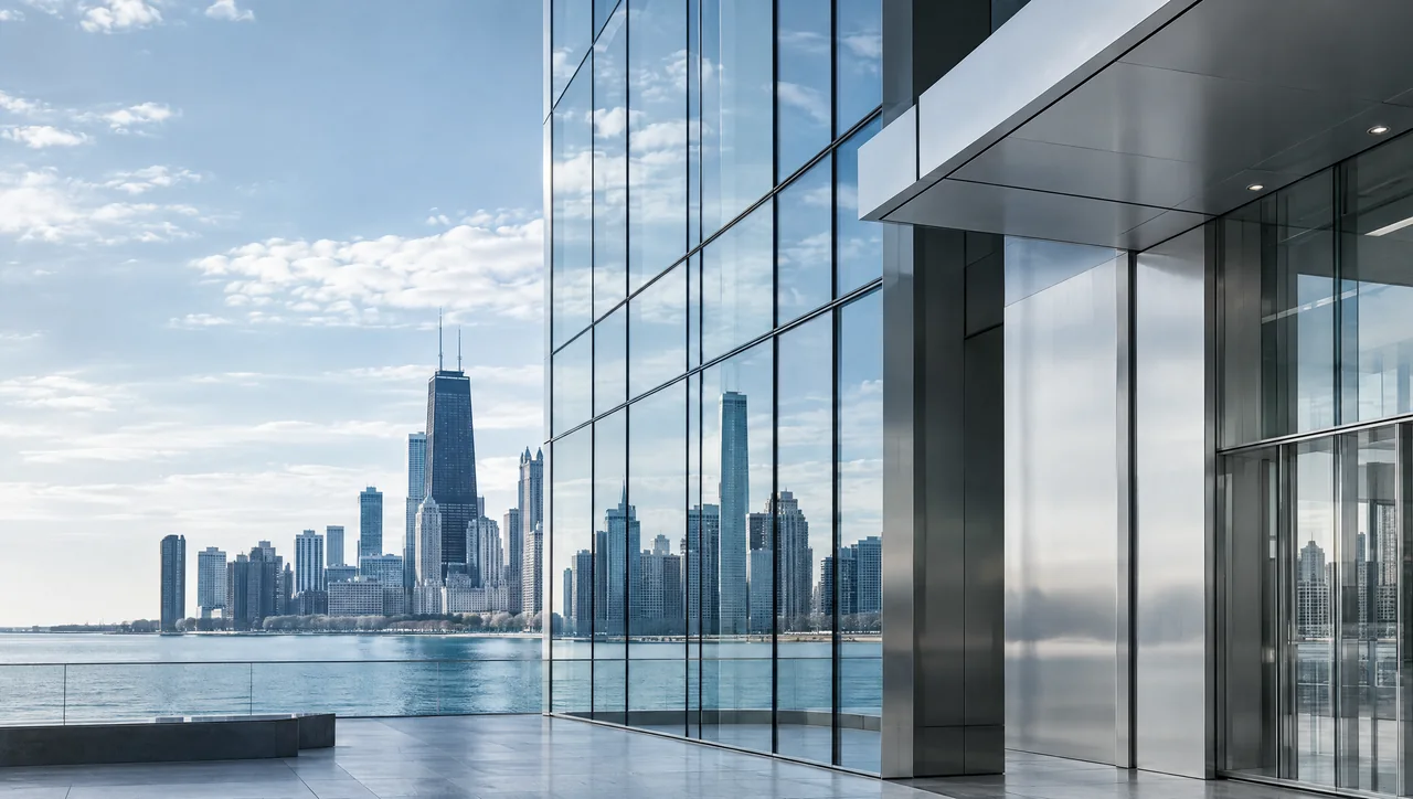 Modern Chicago steel and glass architecture